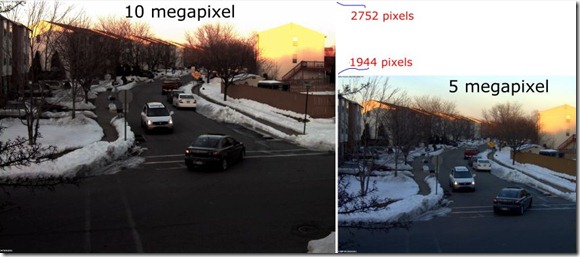 10 mega pixel surveillance camera compared to a 5MP