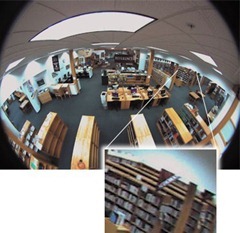 Fish eye ultra wide angle lens showing optical distortion